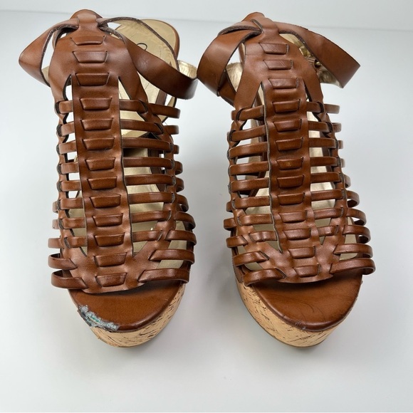 Guess Vintage Y2K Brown Wedge Heel Shoes – Size 8.5, Ankle Strap, 4" Heel - Picture 11 of 13